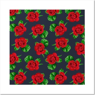 Cute Red Beautiful Rose Flower Plant Nature Floral Love Pattern Gift Posters and Art